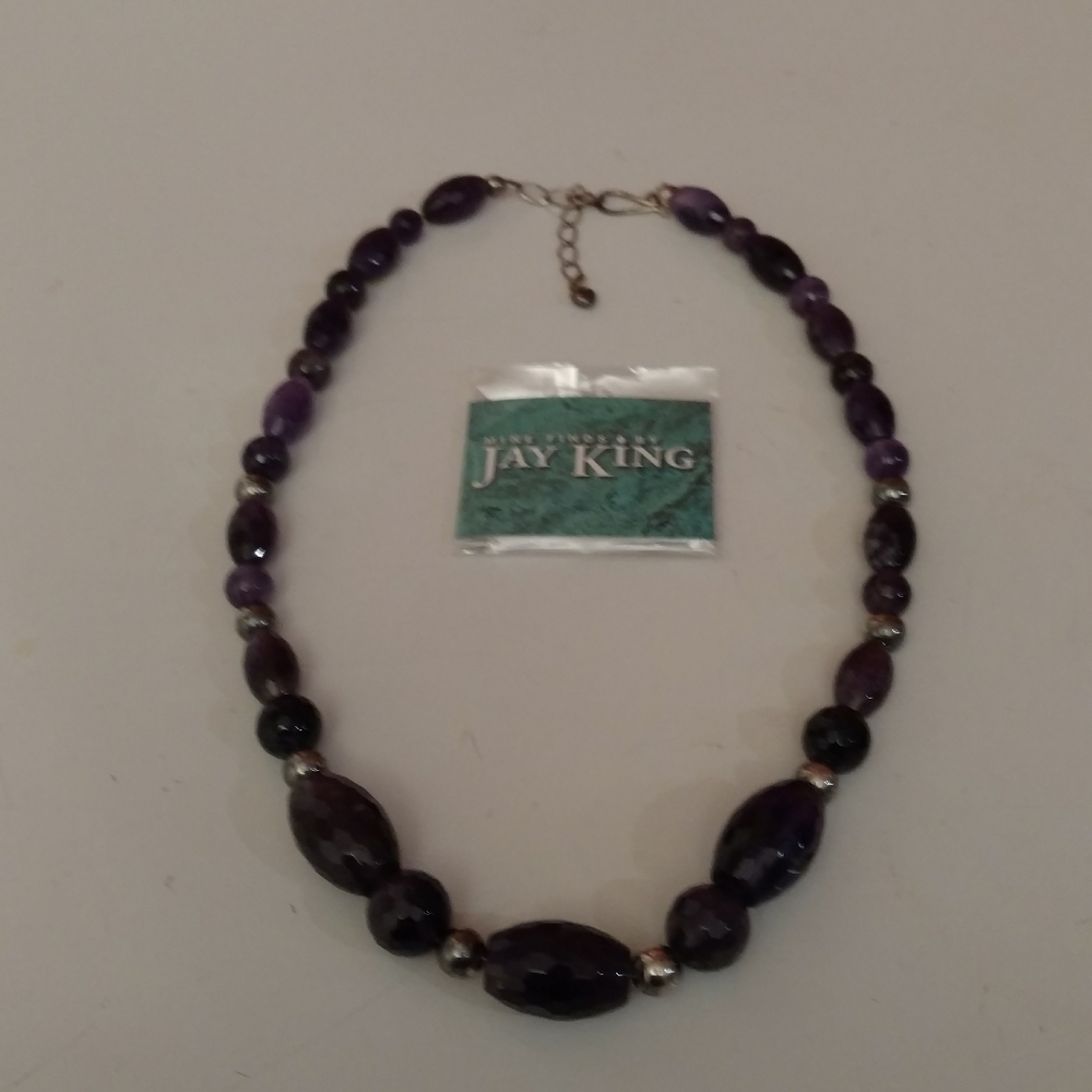 Jay King amethyst and silver beaded necklace